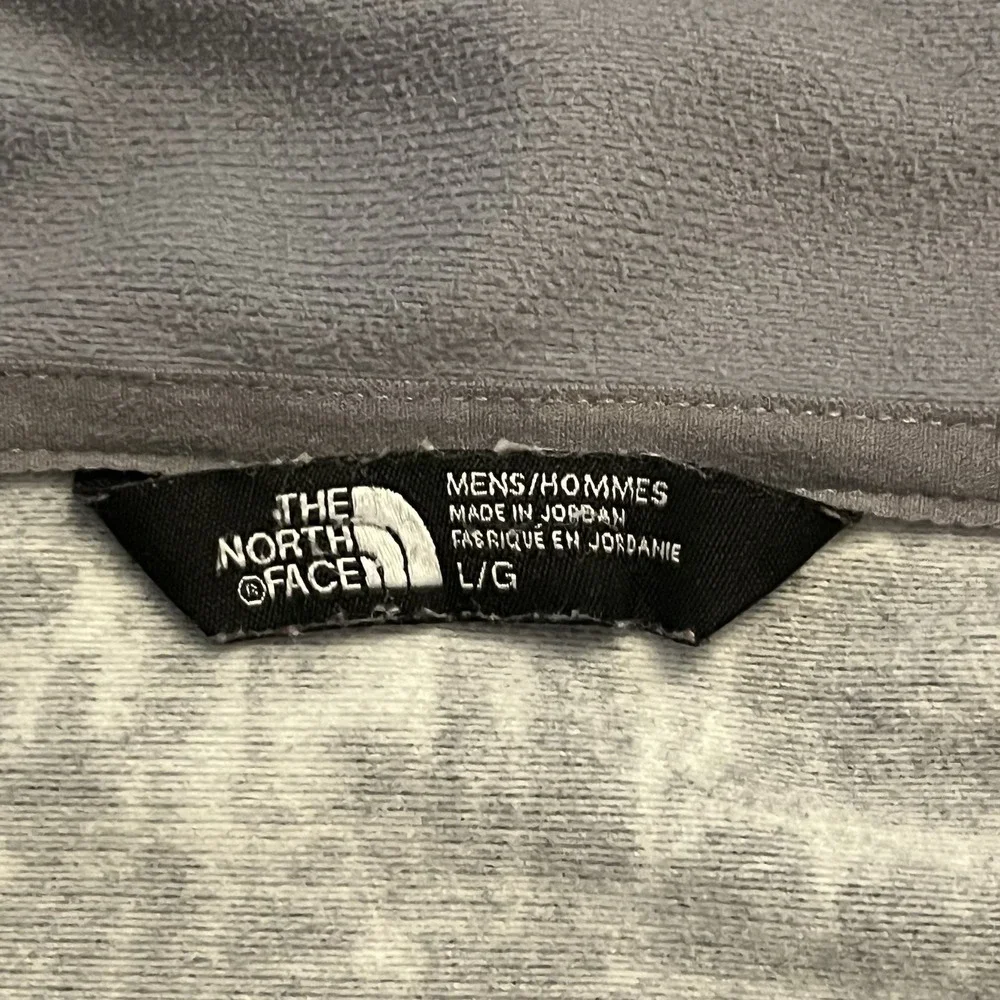 The North Face Fleece Men Large Black Gray Full Zip Jacket Geometric Plaid Logo